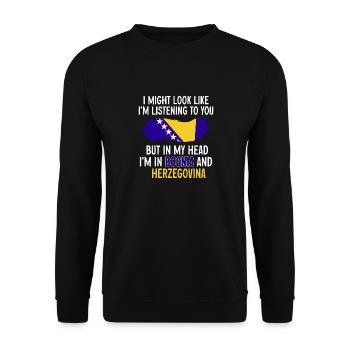 Bosnien und Herzegowina Flagge Bosnien - Unisex Pullover - Schwarz - Vorne - Alina (178cm) & Michal (187cm)