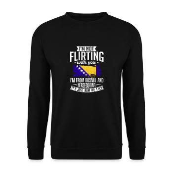 Bosnien und Herzegowina Flagge Bosnien - Unisex Pullover - Schwarz - Vorne - Alina (178cm) & Michal (187cm)