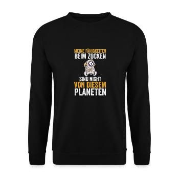 Zocker Zocken Gamer - Unisex Pullover - Schwarz - Vorne - Alina (178cm) & Michal (187cm)
