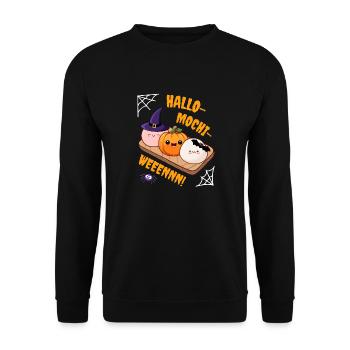 Hallo-Mochi-Weeennn! - Kawaii Halloween Mochis - Unisex Pullover - Schwarz - Vorne - Alina (178cm) & Michal (187cm)