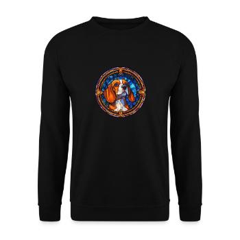 Design d’art unique Holy Beagle - Art du vitrail - Sweat-shirt Unisexe - noir - Devant - Alina (178cm) & Michal (187cm)