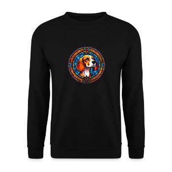 Glasmalerei - Lustige Beagle-Glasmalerei - Unisex Pullover - Schwarz - Vorne - Alina (178cm) & Michal (187cm)