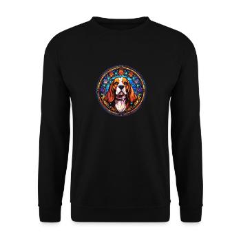Ich liebe Glasmalerei und Beagle-Designs - Holy - Unisex Pullover - Schwarz - Vorne - Alina (178cm) & Michal (187cm)