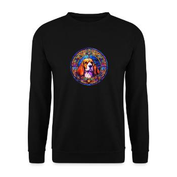 Stained Glass Design - Beagle Dog in Stained Glass - Unisex Sweatshirt - black - Front - Alina (178cm) & Michal (187cm)