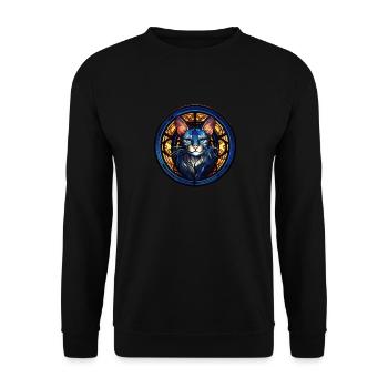 Cat Lover Fashion - Lustige handwerkliche Katze Buntglas - Unisex Pullover - Schwarz - Vorne - Alina (178cm) & Michal (187cm)