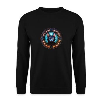 Unique Holy Cat Art Design - Stained Glass Art - Unisex Sweatshirt - black - Front - Alina (178cm) & Michal (187cm)