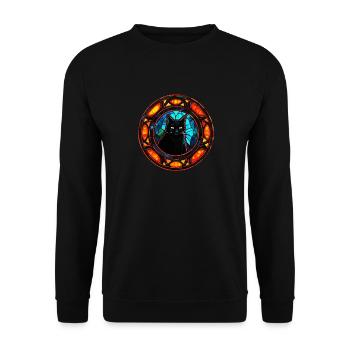 Cool Stained Glass Art Cat pour hommes et femmes - Sweat-shirt Unisexe - noir - Devant - Alina (178cm) & Michal (187cm)