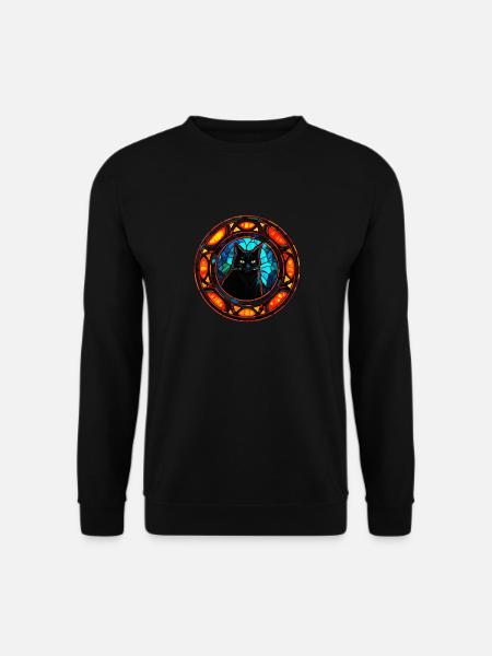 Cool Stained Glass Art Cat for Men and Women - Unisex Sweatshirt - black