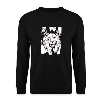 Vintage Löwe von Trauben umgeben - Unisex Pullover - Schwarz - Vorne - Alina (178cm) & Michal (187cm)