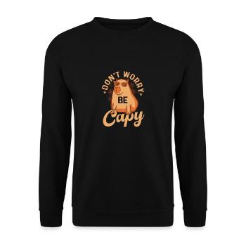 Don't Worry Be Capy Capybara Rodent Mammal - Unisex Pullover - Schwarz - Vorne - Alina (178cm) & Michal (187cm)