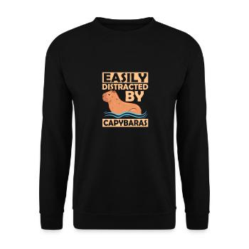 Easily Distracted By Capybaras Capibara Owner Rode - Unisex Pullover - Schwarz - Vorne - Alina (178cm) & Michal (187cm)