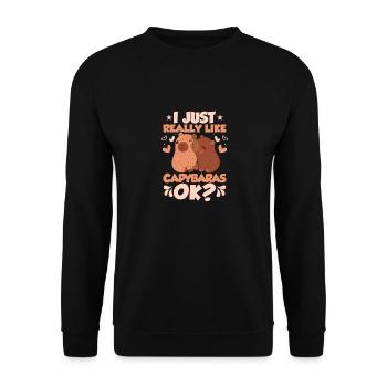 J’aime vraiment Capybaras, ok? Rongeur Capybara - Sweat-shirt Unisexe - noir - Devant - Alina (178cm) & Michal (187cm)