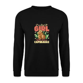 Je suis juste une fille qui aime Capybaras Capybara Roden - Sweat-shirt Unisexe - noir - Devant - Alina (178cm) & Michal (187cm)