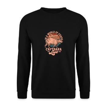 In A World Of Chaos Choose Capybara Love Capibara - Unisex Pullover - Schwarz - Vorne - Alina (178cm) & Michal (187cm)