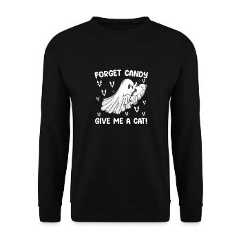 Forget Candy Give Me A Cat Halloween - Unisex Sweatshirt - black - Front - Alina (178cm) & Michal (187cm)