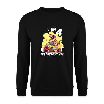 T-Rex Drives Monster Truck I'm 4th Birthday - Unisex Sweatshirt - black - Front - Alina (178cm) & Michal (187cm)