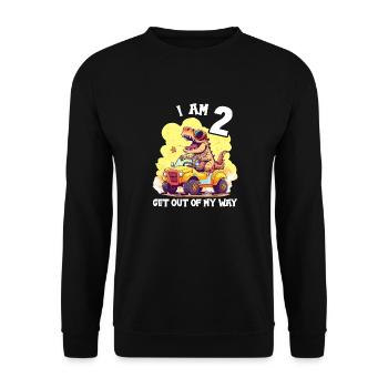 T-Rex Drives Monster Truck I'm 2nd Birthday - Unisex Sweatshirt - black - Front - Alina (178cm) & Michal (187cm)