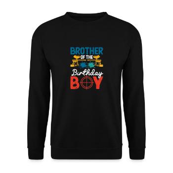 Bruder des Geburtstagskindes Lustiger Paintball - Unisex Pullover - Schwarz - Vorne - Alina (178cm) & Michal (187cm)