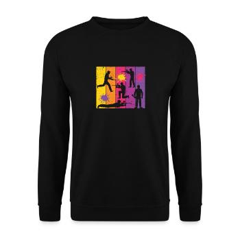 Joueur de paintball Vintage Paintballer Silhouette - Sweat-shirt Unisexe - noir - Devant - Alina (178cm) & Michal (187cm)