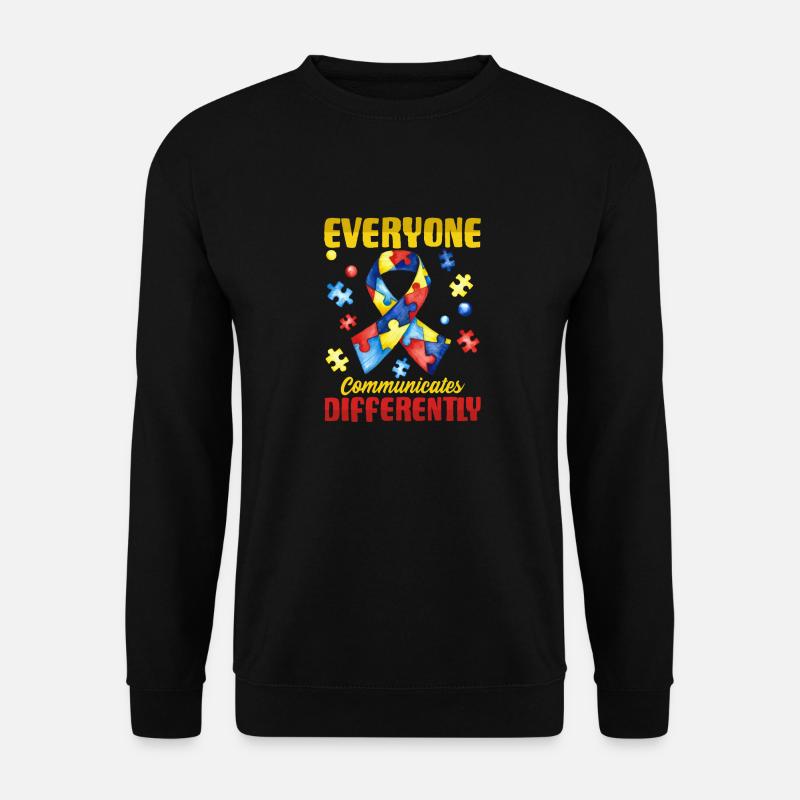 everyone communicates differently autism - Unisex Sweatshirt - black