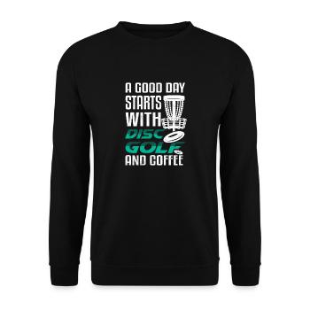 A Good Day Starts With Disc Golf Disc Golfer Frisb - Unisex Sweatshirt - black - Front - Alina (178cm) & Michal (187cm)