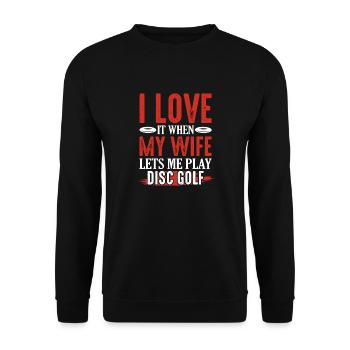 J’adore quand ma femme me laisse jouer au disque de golf - Sweat-shirt Unisexe - noir - Devant - Alina (178cm) & Michal (187cm)