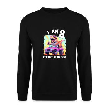 T-Rex Drives Monster Truck I'm 8th Birthday - Unisex Sweatshirt - black - Front - Alina (178cm) & Michal (187cm)