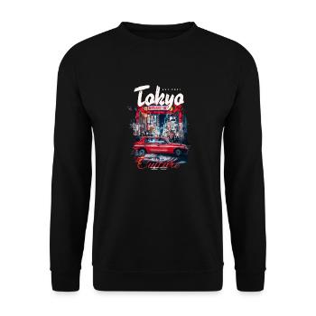Tokio - City Culture T-Shirt, Japan T-Shirt, Tokio - Unisex Pullover - Schwarz - Vorne - Alina (178cm) & Michal (187cm)