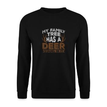 My Family Tree Has A Deer Stand In It Jäger Jagd - Unisex Pullover - Schwarz - Vorne - Alina (178cm) & Michal (187cm)
