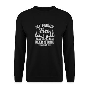 My Family Tree Has A Deer Stand In It Jäger Jagd - Unisex Pullover - Schwarz - Vorne - Alina (178cm) & Michal (187cm)