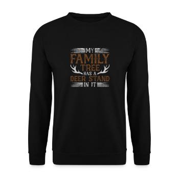 My Family Tree Has A Deer Stand In It Jäger Jagd - Unisex Pullover - Schwarz - Vorne - Alina (178cm) & Michal (187cm)