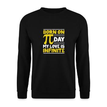 Born on Pi Day My Love Is Infinitely Funny - Unisex Sweatshirt - black - Front - Alina (178cm) & Michal (187cm)