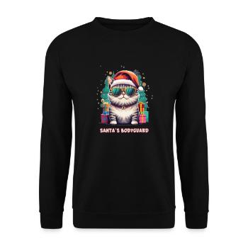 Santa's Bodyguard Cat - Unisex Sweatshirt - black - Front - Alina (178cm) & Michal (187cm)