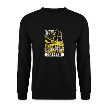 Ich bin der erste Offizier Lustig Bootfahren See - Unisex Pullover - Schwarz - Vorne - Alina (178cm) & Michal (187cm)