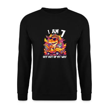 T-Rex conduit un camion monstre J’ai 7e anniversaire - Sweat-shirt Unisexe - noir - Devant - Alina (178cm) & Michal (187cm)