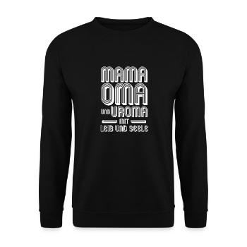 Mutter Mama Oma Uroma - Unisex Pullover - Schwarz - Vorne - Alina (178cm) & Michal (187cm)