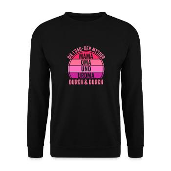 Mutter Mama Oma Uroma - Unisex Pullover - Schwarz - Vorne - Alina (178cm) & Michal (187cm)