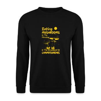 Eating Mushrooms In The Morning Mycologist Fungus - Unisex Sweatshirt - black - Front - Alina (178cm) & Michal (187cm)