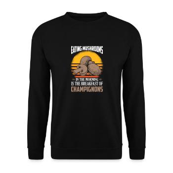 Eating Mushrooms In The Morning Fungus Mycologist - Unisex Sweatshirt - black - Front - Alina (178cm) & Michal (187cm)