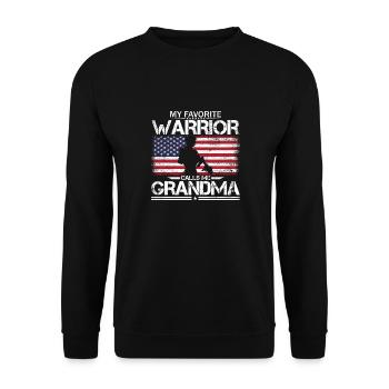 Stolze amerikanische Oma - Unisex Pullover - Schwarz - Vorne - Alina (178cm) & Michal (187cm)