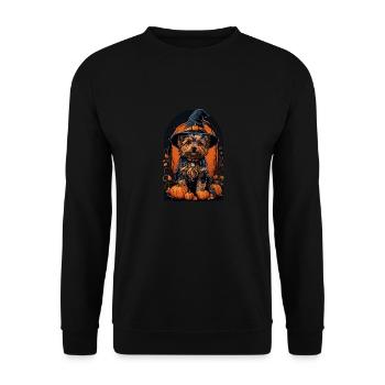 Yorkshire Terrier Hexe Halloween Yorkshire Terrier - Unisex Pullover - Schwarz - Vorne - Alina (178cm) & Michal (187cm)