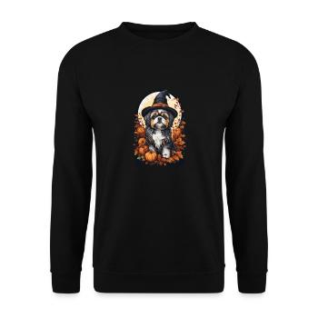 Shih Tzu Sorcière Halloween Shih Tzu - Sweat-shirt Unisexe - noir - Devant - Alina (178cm) & Michal (187cm)