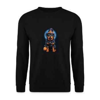 Rottweiler With Witch Hat Halloween Rottweiler - Unisex Sweatshirt - black - Front - Alina (178cm) & Michal (187cm)
