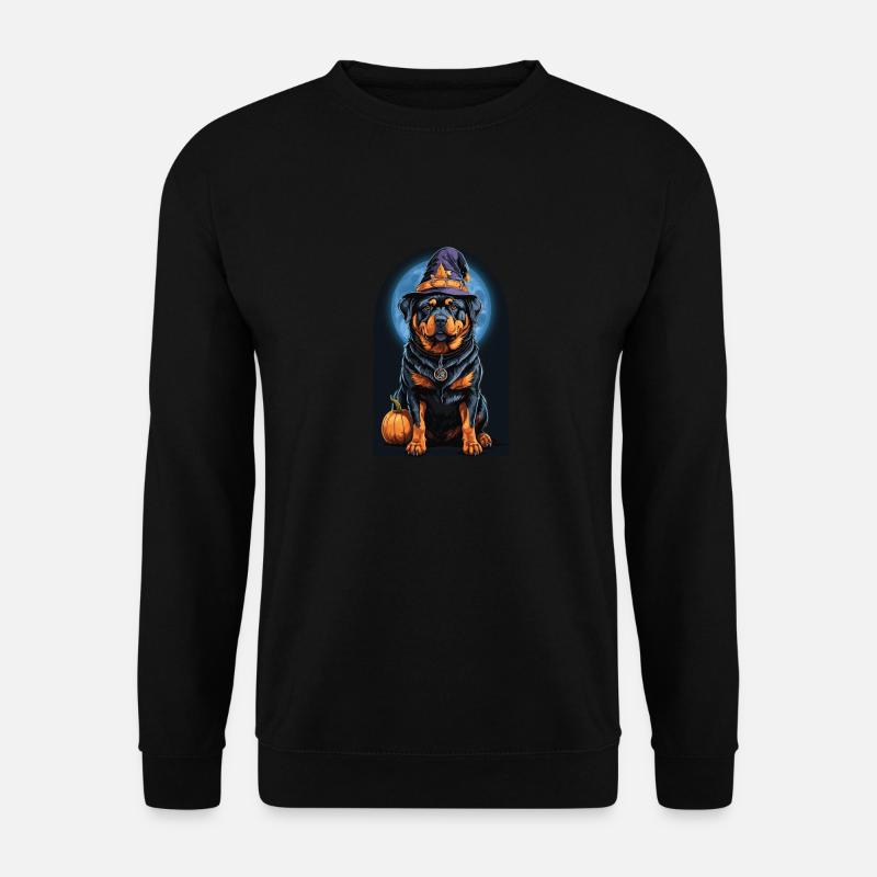 Rottweiler With Witch Hat Halloween Rottweiler - Unisex Pullover - Schwarz