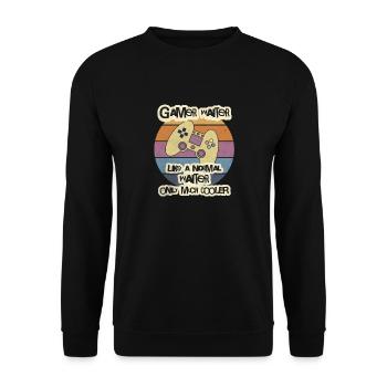 Gamer Waiter T-Shirt Tee, Gamer Shirt, Funny Gamer - Unisex Sweatshirt - black - Front - Alina (178cm) & Michal (187cm)