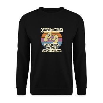 T-shirt de serveuse gamer, T-shirt de serveur, barman - Sweat-shirt Unisexe - noir - Devant - Alina (178cm) & Michal (187cm)