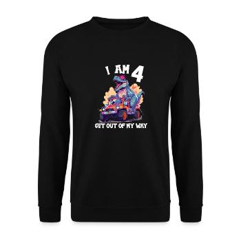 T-Rex Drives Monster Truck I'm 4th Birthday - Unisex Sweatshirt - black - Front - Alina (178cm) & Michal (187cm)