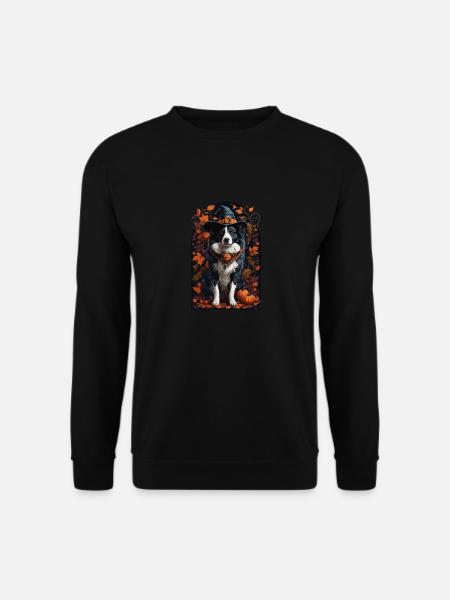 Border Collie Mit Hexenhut Halloween Border Collie - Unisex Pullover - Schwarz