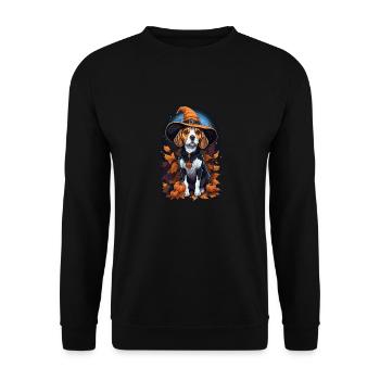 Beagle avec chapeau de sorcière Halloween Beagle - Sweat-shirt Unisexe - noir - Devant - Alina (178cm) & Michal (187cm)