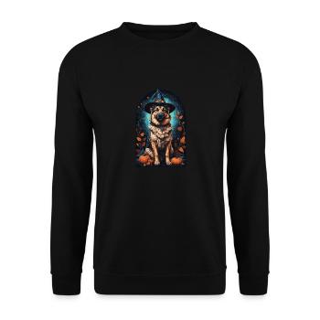 Berger allemand avec chapeau de sorcière Halloween - Sweat-shirt Unisexe - noir - Devant - Alina (178cm) & Michal (187cm)